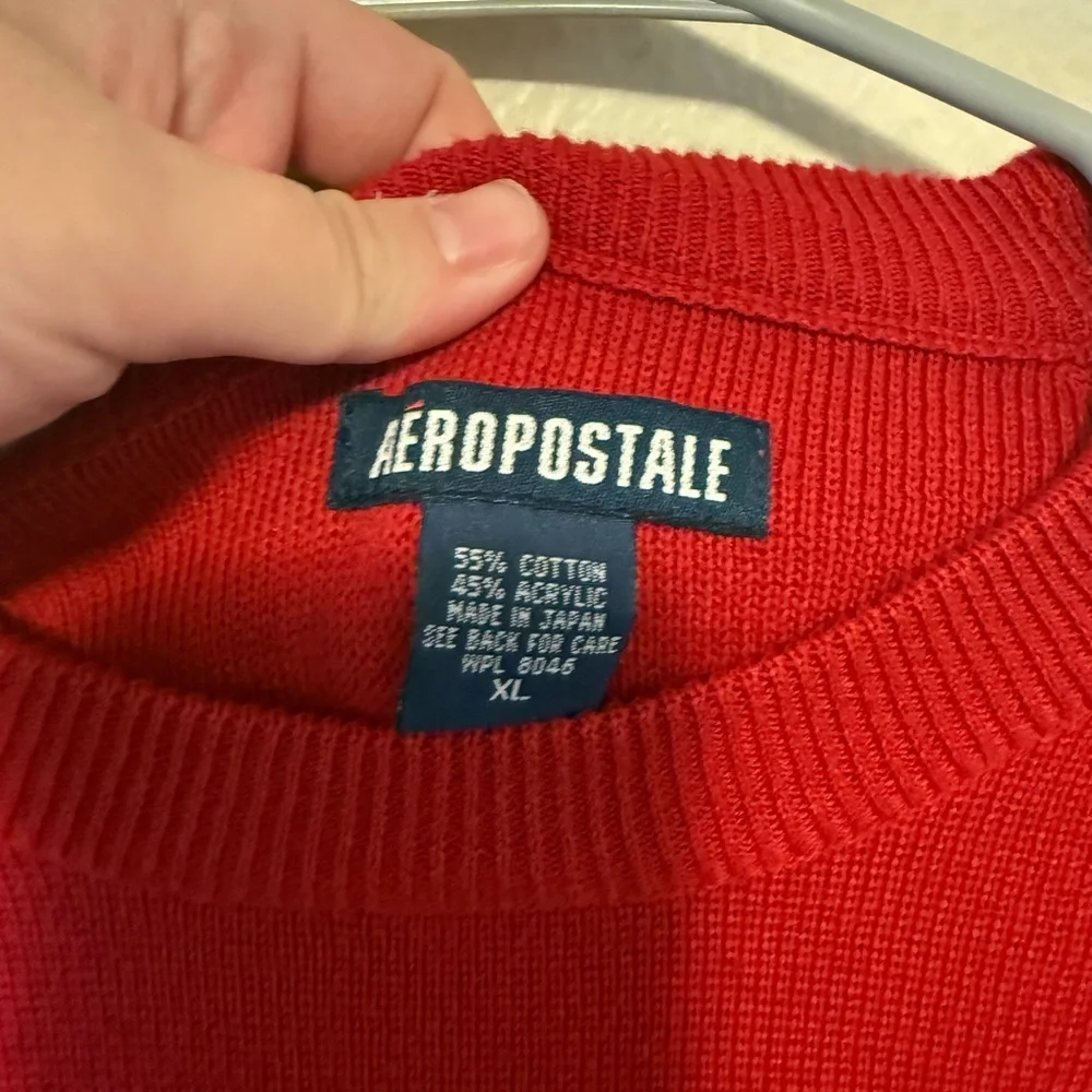 Aeropostale Red Sweater with Black and White Stripe
